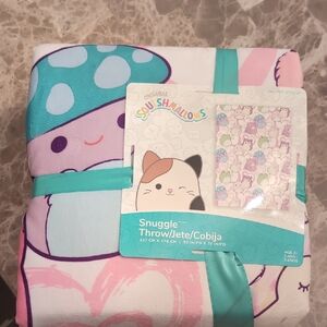 Squishmallows Pink & Teal Cute Character Snuggle Throw
